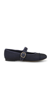 Steve Madden Dory Mary Jane Flat in Navy | Navy Satin Mary Jane Flats for Women