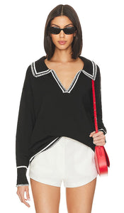 SNDYS Arlington Collared Sweater in Black - SNDYS Pull à col Arlington en noir - SNDYS 阿灵顿领黑色毛衣 - SNDYS Arlington-Kragenpullover in Schwarz - SNDYS 알링턴 칼라 스웨터블랙 색상 - Maglione con colletto SNDYS Arlington in nero