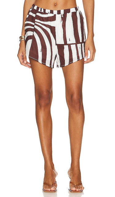 SNDYS Heather Cotton Short in Brown - Short en coton chiné SNDYS en marron - SNDYS 棕色希瑟棉质短裤 - SNDYS Heather Cotton Short in Braun - SNDYS 헤더 코튼 쇼트 브라운 색상 - Pantaloncini in cotone erica SNDYS in marrone