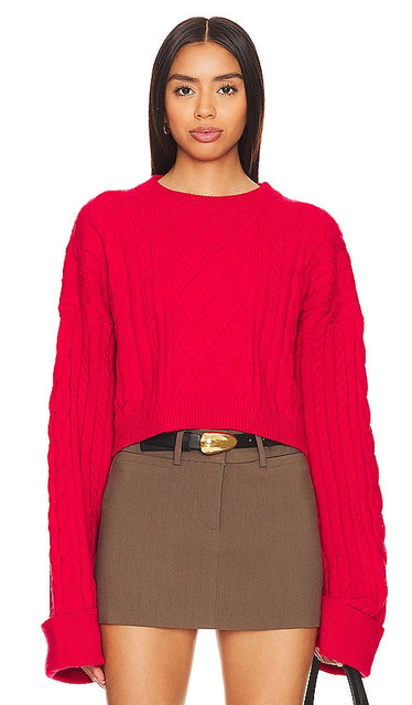 SNDYS Nellie Crop Sweater in Red - SNDYS Nellie Pull court en rouge - SNDYS Nellie 红色短款毛衣 - SNDYS Nellie Crop Pullover in Rot - SNDYS Nellie 크롭 스웨터레드 색상 - SNDYS Nellie Crop Maglione in rosso