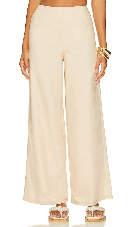 SNDYS Nina Linen Pant in Cream - Pantalon en lin SNDYS Nina en crème - SNDYS Nina 奶油色亚麻长裤 - SNDYS Nina Leinenhose in Creme - SNDYS 니나 린넨 팬츠 in 크림 - SNDYS Nina Pantaloni di lino in crema
