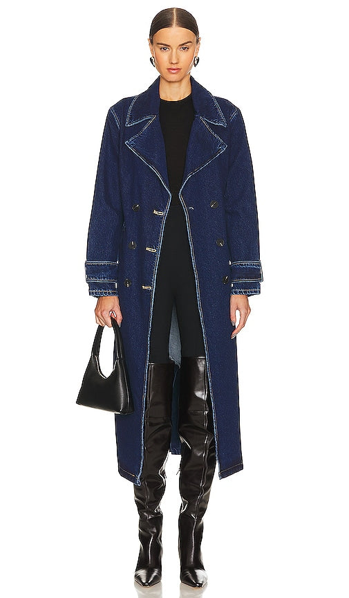 SNDYS Wren Denim Trench in Blue