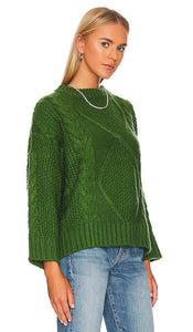 SNDYS x REVOLVE Carrie Cable Knit Pullover in Green