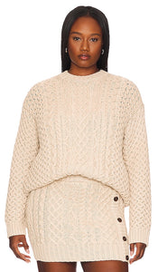 Song of Style Naara Cable Crew Pullover in Neutral