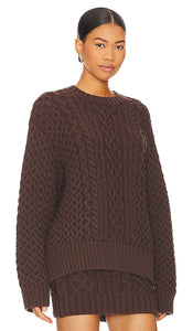 Song of Style Naara Cable Crew Pullover in Brown