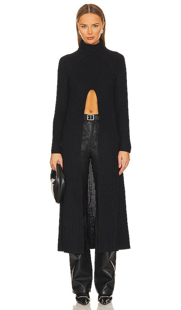SOVERE Souvenir Knit Maxi Sweater in Black - Pull long en tricot SOVERE Souvenir en noir - SOVERE 黑色纪念针织长毛衣 - SOVERE Souvenir Maxi-Strickpullover in Schwarz - SOVERE 수비니어 니트 맥시 스웨터블랙 색상 - SOVERE Maxi maglione lavorato a maglia souvenir in nero