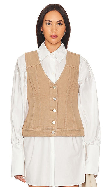SOVERE THEORY DENIM VEST in Beige