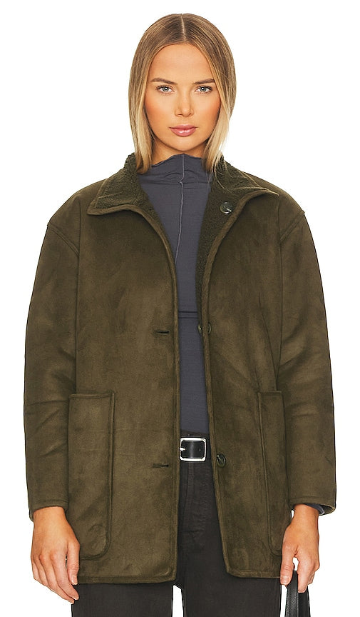 SPANX Reversible Sherpa Jacket in Dark Green - Veste sherpa réversible SPANX en vert foncé - 深绿色 SPANX 双面夏尔巴夹克 - SPANX Wende-Sherpa-Jacke in Dunkelgrün - SPANX 리버서블 셰르파 재킷 - Giacca Sherpa reversibile SPANX in verde scuro