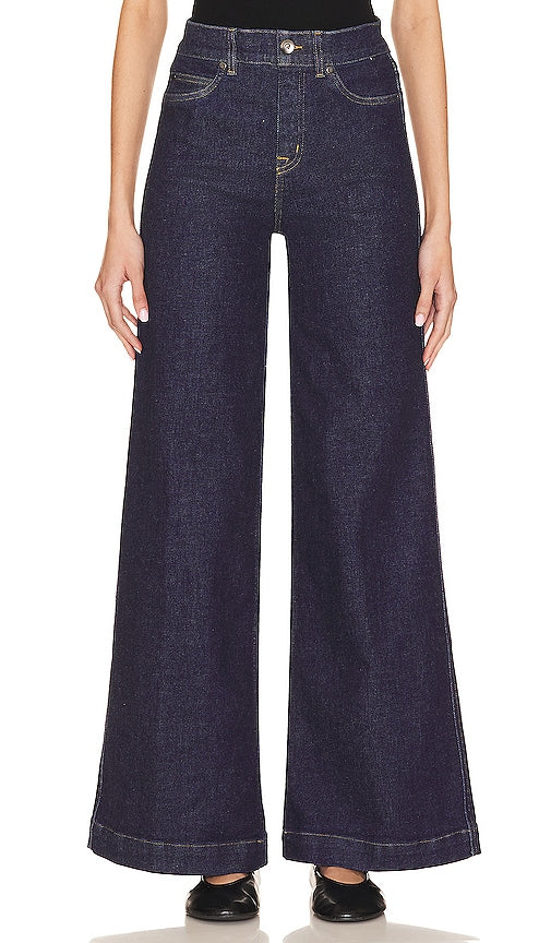 SPANX Wide Leg Jeans in Blue - Jean large SPANX en bleu - 蓝色 SPANX 阔腿牛仔裤 - SPANX Jeans mit weitem Bein in Blau - SPANX 와이드 레그 진블루 색상 - Jeans SPANX a gamba larga in blu