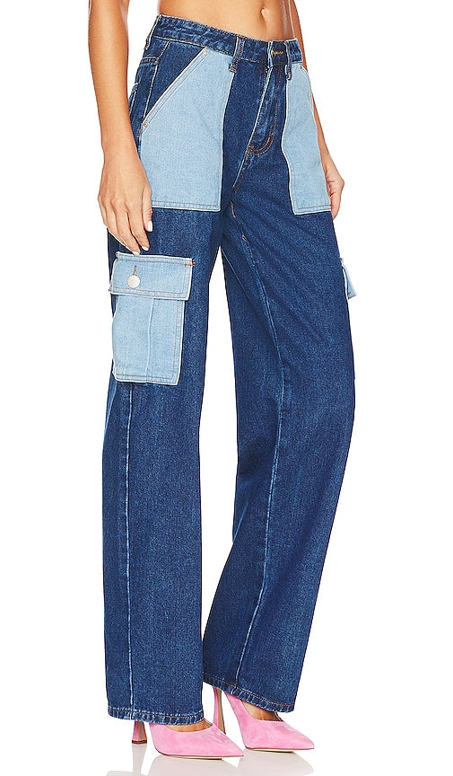 superdown Alexia Contrast Pocket Jean in Blue