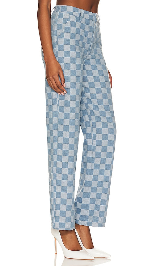 superdown Jules Checkered Jean in Blue