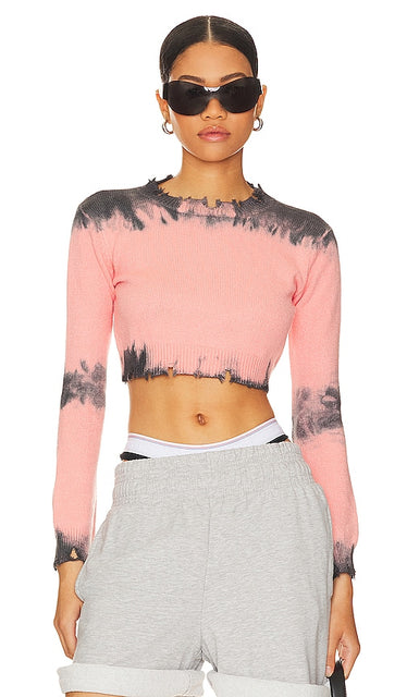 superdown Narelle Crop Sweater in Pink - superdown Pull court Narelle en rose - superdown Narelle 粉色短款毛衣 - superdown Narelle Crop Pullover in Rosa - superdown Narelle 크롭 스웨터핑크 색상 - Maglione corto Narelle superdown in rosa