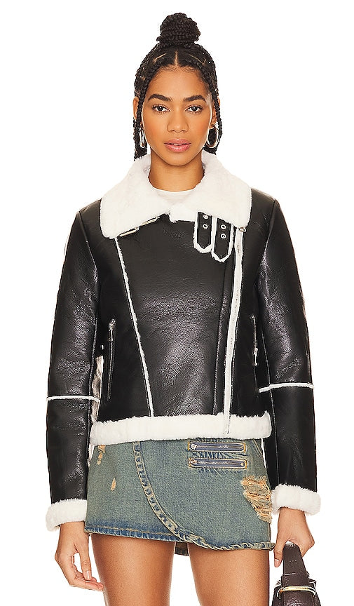 superdown Genna Zip Up Jacket in Black