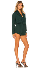 superdown Kaycie Drape Neck Romper in Dark Green