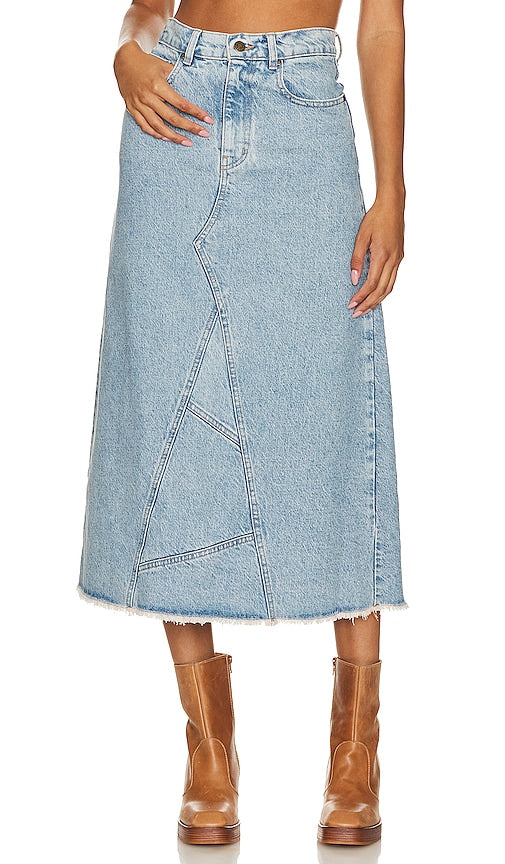 SPELL Eve Denim Skirt in Blue - Jupe en jean SPELL Eve en bleu - SPELL Eve 蓝色牛仔裙 - SPELL Eve Jeansrock in Blau - SPELL 이브 데님 스커트 in 블루 - Gonna in denim SPELL Eve in blu