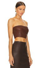 SPRWMN Leather Micro Tube Top in Chocolate