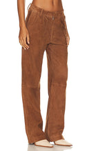 SPRWMN Leather Straight Leg Trousers in Cognac