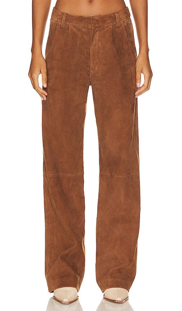 SPRWMN Leather Straight Leg Trousers in Cognac - Pantalon droit en cuir SPRWMN en cognac - SPRWMN 干邑色皮革直筒长裤 - SPRWMN Lederhose mit geradem Bein in Cognac - SPRWMN 가죽 스트레이트 레그 팬츠 - Pantaloni a gamba dritta in pelle SPRWMN color cognac