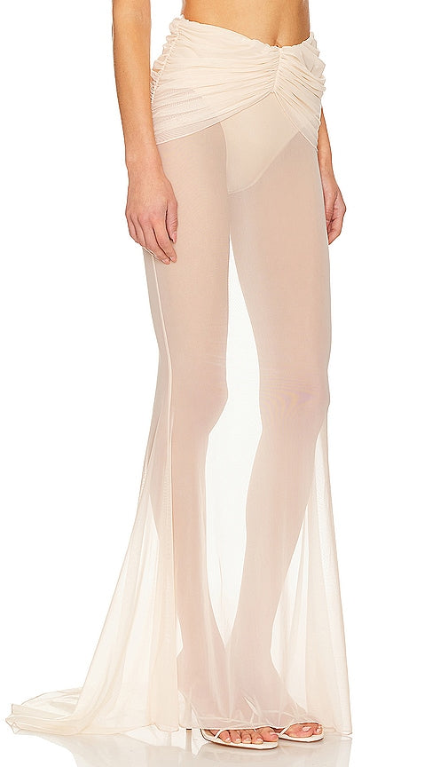 Shani Shemer Christine Mesh Maxi Skirt in Tan