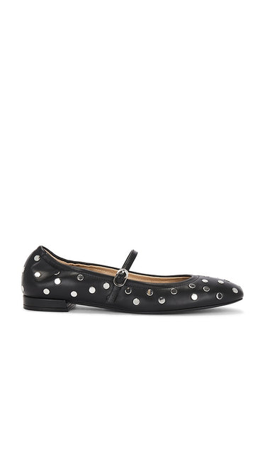 Stuart Weitzman Claris Stud Ballet Flat in Black | Black Ballet Flats for Women