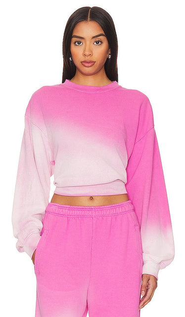 SUNDRY Cropped Sweatshirt in Pink - SUNDRY Sweat court en rose - SUNDRY 粉色短款运动衫 - Kurz geschnittenes SUNDRY-Sweatshirt in Rosa - SUNDRY 핑크 크롭 스웨트셔츠 색상 - Felpa corta SUNDRY in rosa