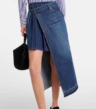 Sacai Asymmetric denim midi skirt