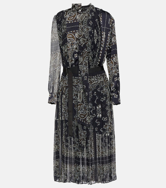 Sacai Bandana-printed midi dress