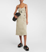 Sacai Belted cotton-blend midi dress