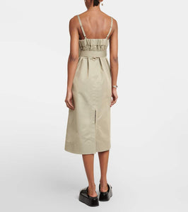 Sacai Belted cotton-blend midi dress