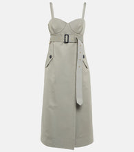 Sacai Belted cotton-blend midi dress
