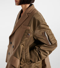 Sacai Double-breasted wool and technical coat