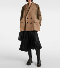 Sacai Double-breasted wool and technical coat