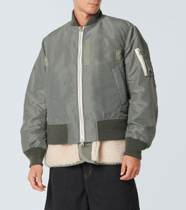 Sacai Faux shearling-trimmed bomber jacket