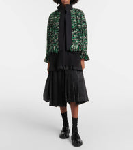 Sacai Fringed wool-blend tweed jacket