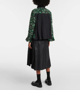 Sacai Fringed wool-blend tweed jacket