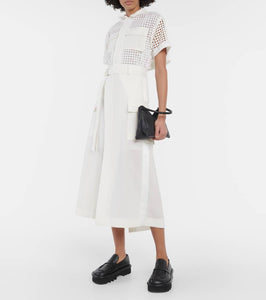 Sacai Lace-trimmed cotton midi dress