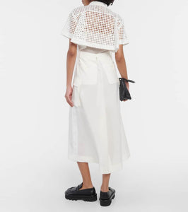 Sacai Lace-trimmed cotton midi dress