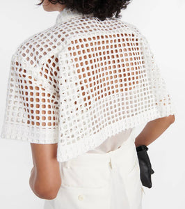 Sacai Lace-trimmed cotton midi dress