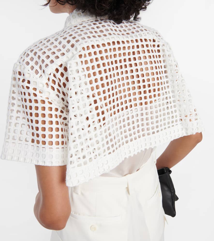 Sacai Lace-trimmed cotton midi dress