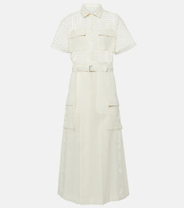 Sacai Lace-trimmed cotton midi dress