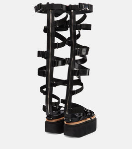 Sacai Lace-up leather sandals