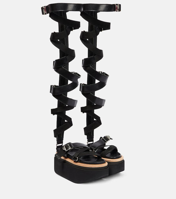 Sacai Lace-up leather sandals