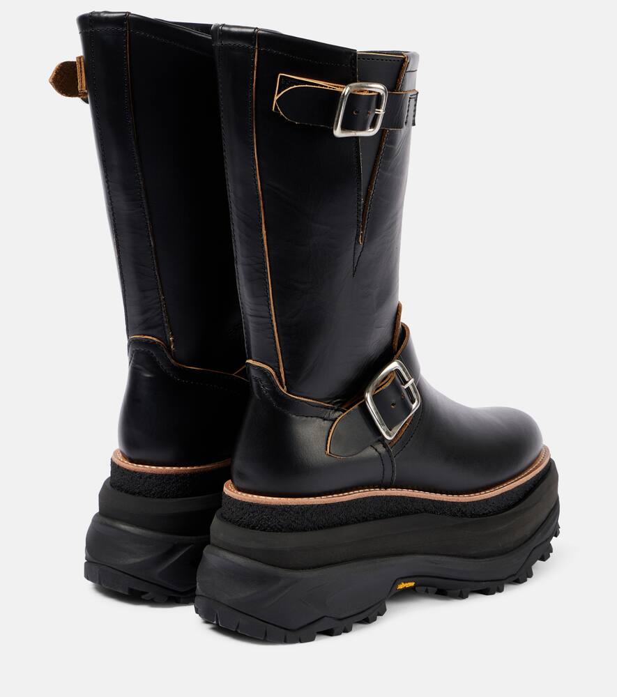 Sacai Leather platform biker boots