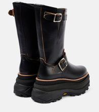 Sacai Leather platform biker boots