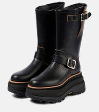 Sacai Leather platform biker boots