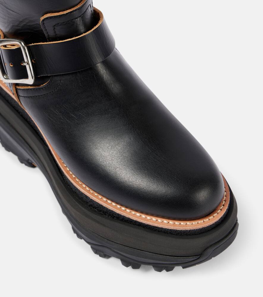 Sacai Leather platform biker boots