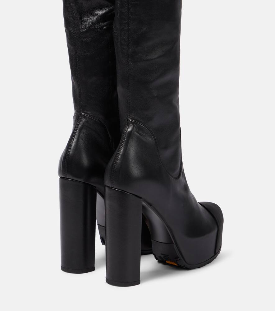 Sacai Leather platform knee-high boots
