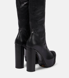 Sacai Leather platform knee-high boots