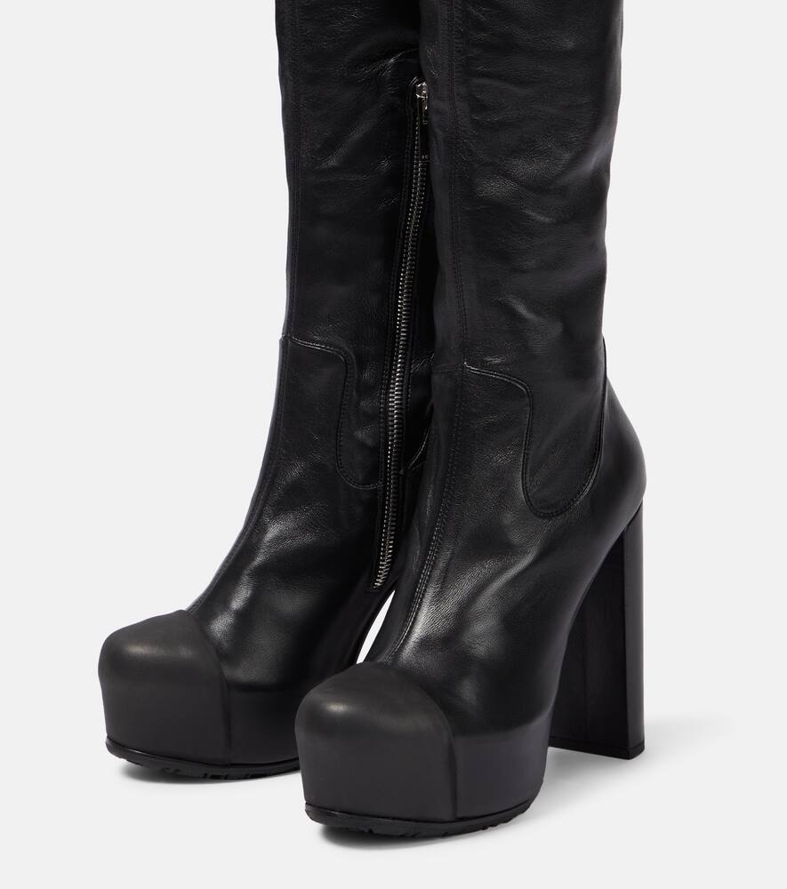 Sacai Leather platform knee-high boots