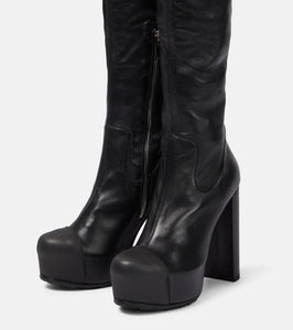 Sacai Leather platform knee-high boots